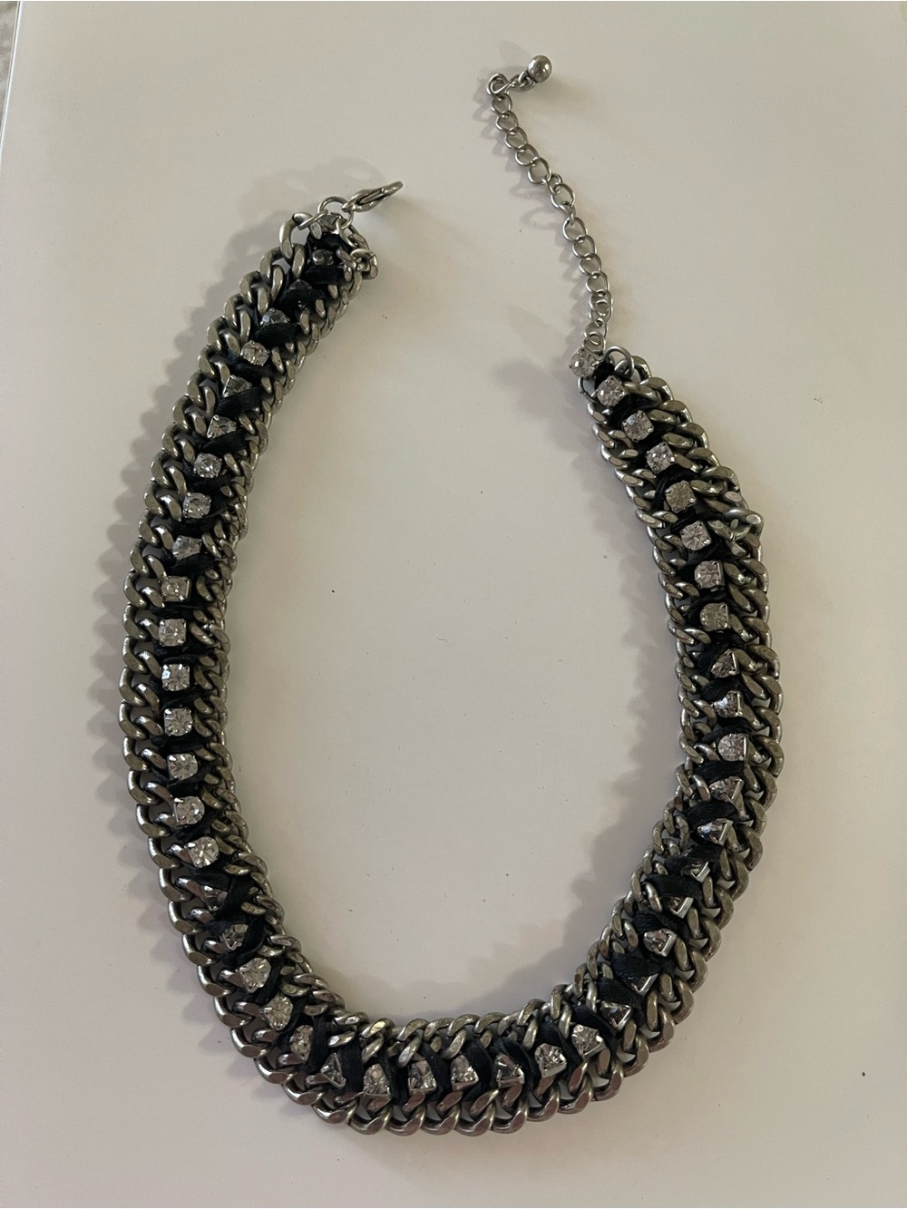 Women's Black and Silver Chain Link Statement Necklace